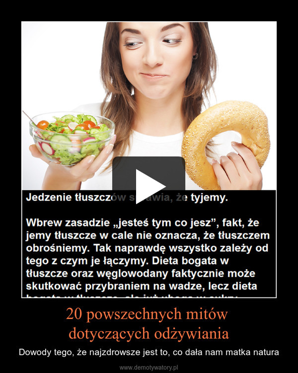 20 powszechnych mitów dotyczących odżywiania – Dowody tego, że najzdrowsze jest to, co dała nam matka natura 