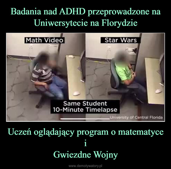 Uczeń oglądający program o matematyceiGwiezdne Wojny –  Math VideoStar WarsSame Student10-Minute TimelapseUniversity of Central Florida