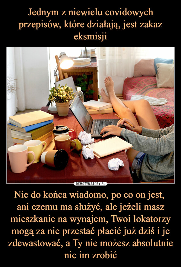 Nie do końca wiadomo, po co on jest, ani czemu ma służyć, ale jeżeli masz mieszkanie na wynajem, Twoi lokatorzy mogą za nie przestać płacić już dziś i je zdewastować, a Ty nie możesz absolutnie nic im zrobić –  