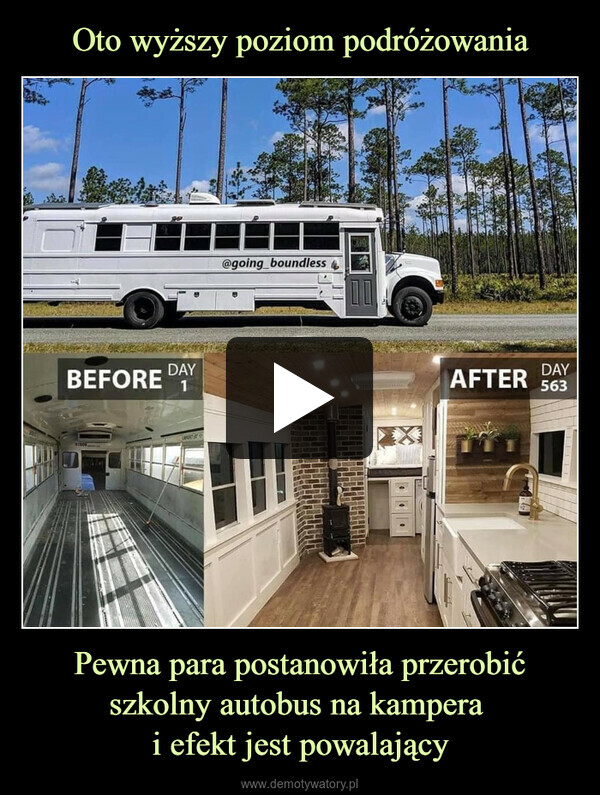 Pewna para postanowiła przerobić szkolny autobus na kampera i efekt jest powalający –  