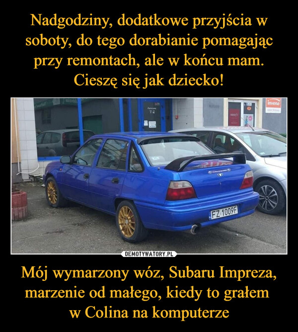 Mój wymarzony wóz, Subaru Impreza, marzenie od małego, kiedy to grałem w Colina na komputerze –  