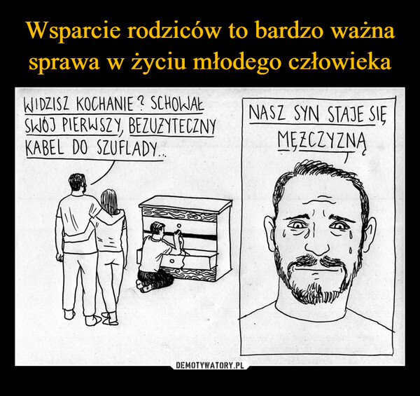  –  WIDZISZ KOCHANIE? SCHOLIAŁSKOJ PIERWSZY, BEZUZYTECZNYKABEL DO SZUFLADY....NASZ SYN STAJE SIĘMĘŻCZYZNĄT