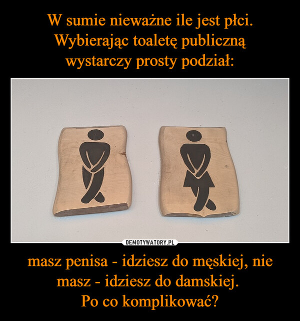 masz penisa - idziesz do męskiej, nie masz - idziesz do damskiej. Po co komplikować? –  