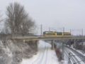 Haltestelle Hubstraße, unten Bahnlinie nach Bruchsal