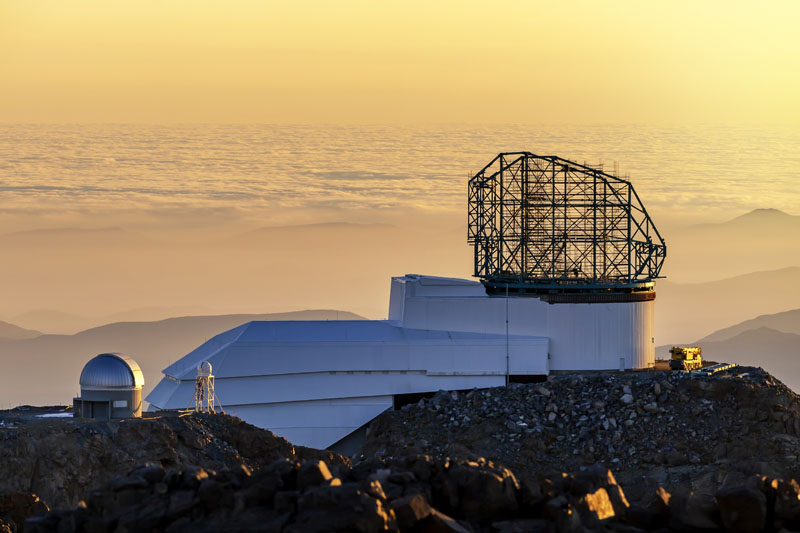 Rubin Observatory under construction. (Credit: Rubin Observatory/LSST.)