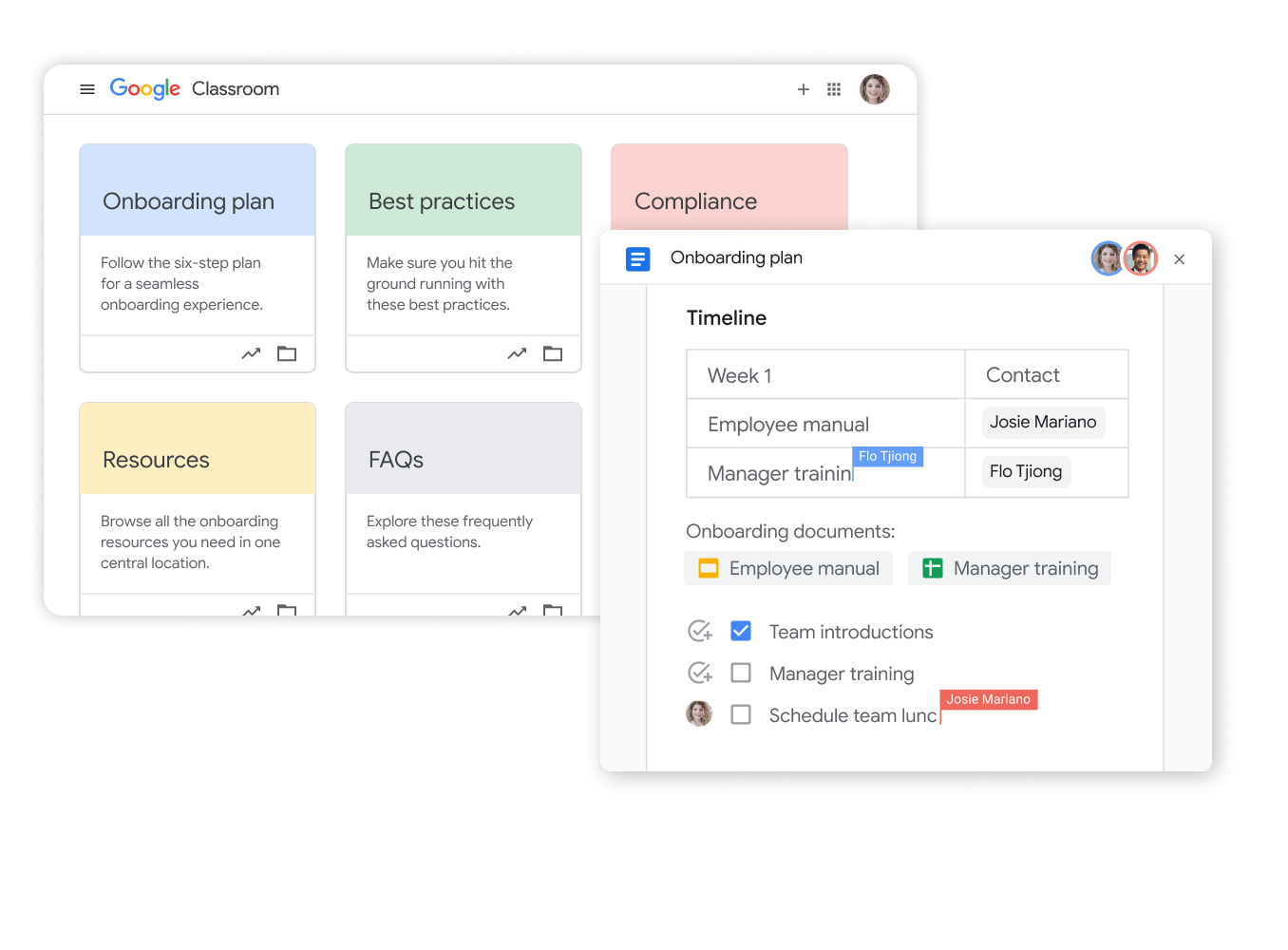 Imagen de la interfaz de Google Workspace - Colaboración en el plan de formación con Drive y Documentos