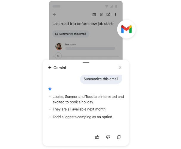 Using Google Gemini to summarize an email