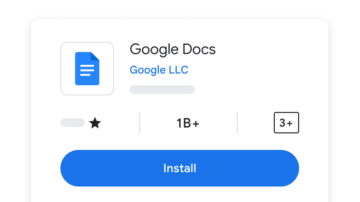 Pantalla de instalación de la app de Documentos de Google