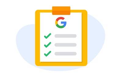 Googles G-logo i et illustreret gult bånd.