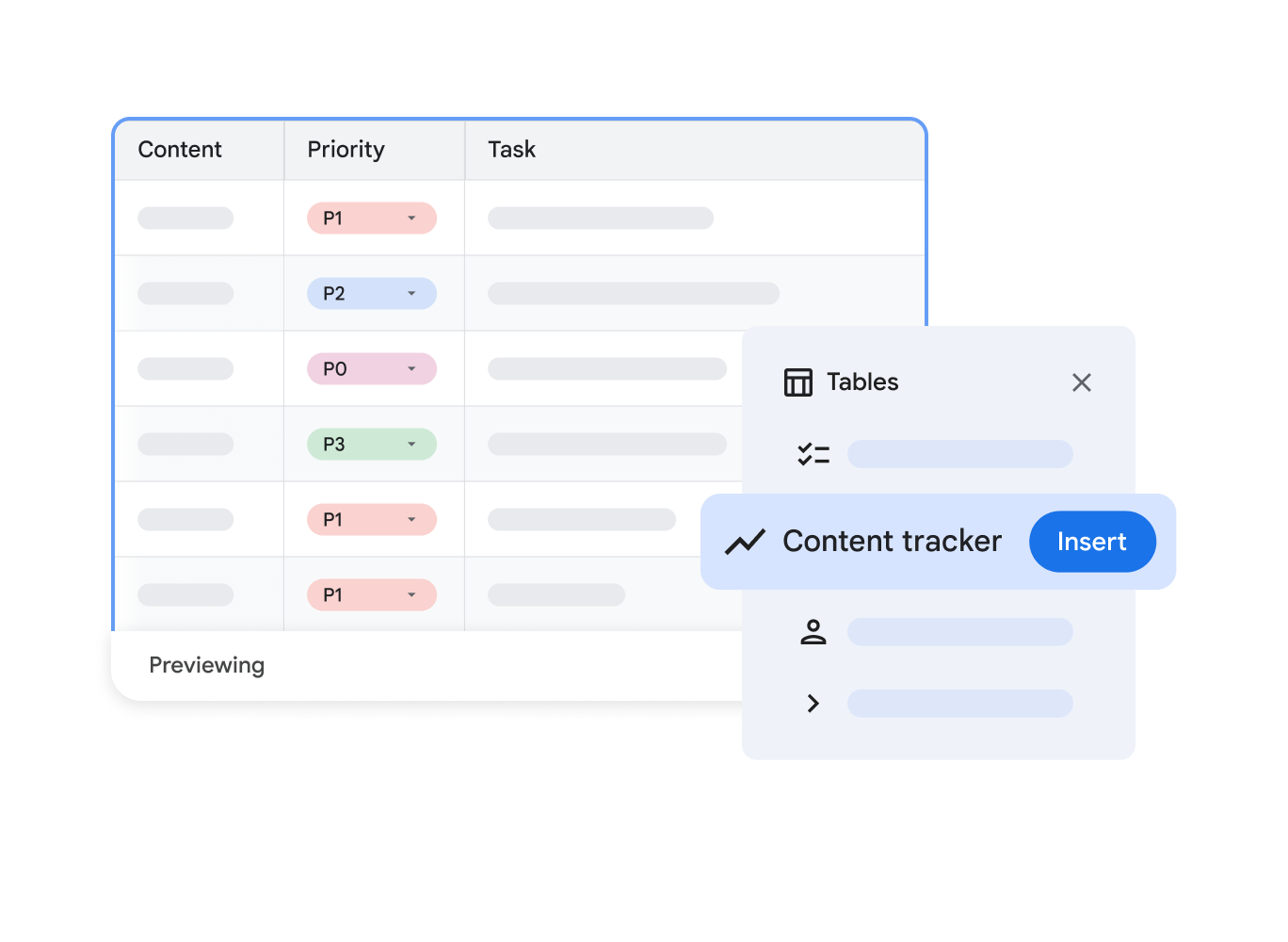 Stylized spreadsheet showing multiple types of smart chips 