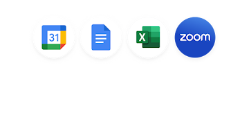 Logos Google Docs, Agenda, Excel et Office alignés