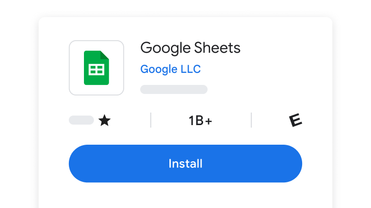 Installatiescherm voor Google Spreadsheets