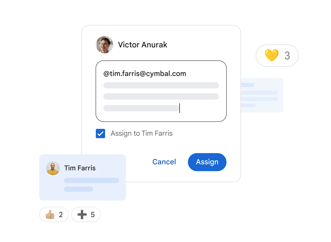 Attribution d'une tâche à un membre de l'équipe dans un document Google Docs