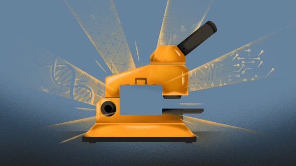 illustration of yellow microscope 