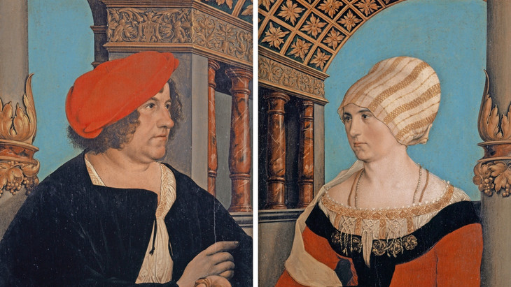 Holbeins Doppelbildnis des Jacob Meyer zum Hasen und seiner Frau Dorothea Kannengiesser (1516) kommt aus dem Kunstmuseum Basel.