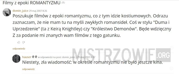 Filmy z romantyzmu –  