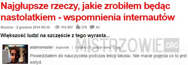 Najgłupsze rzeczy, jakie zrobiłem będąc nastolatkiem –  