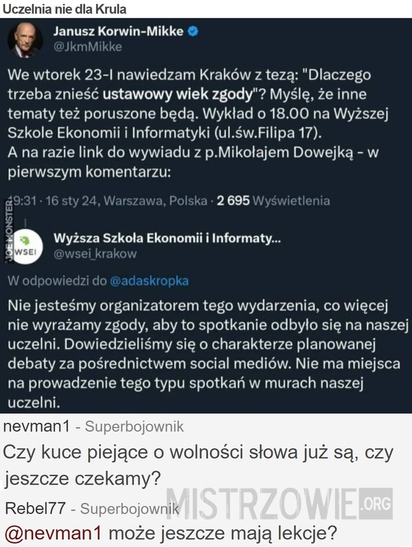 Uczelnia nie dla Krula –  