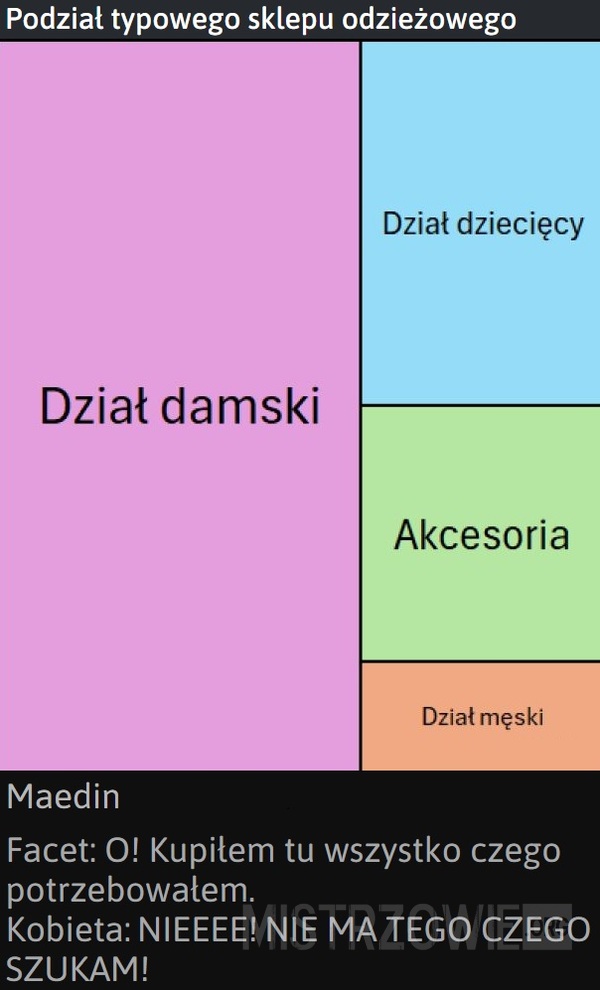 Podział typowego sklepu odzieżowego –  