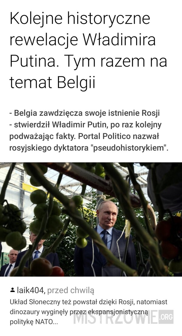 Rewelacje Putina –  