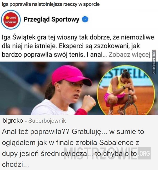 Iga poprawiła naistotniejsze rzeczy w sporcie –  