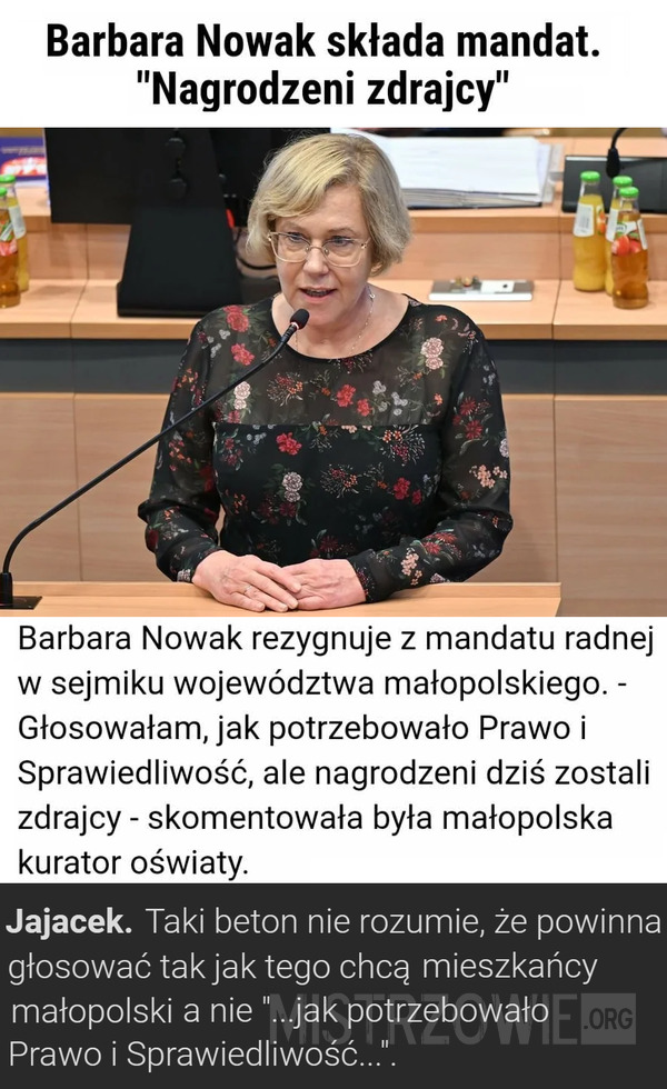 Barbara Nowak składa mandat –  