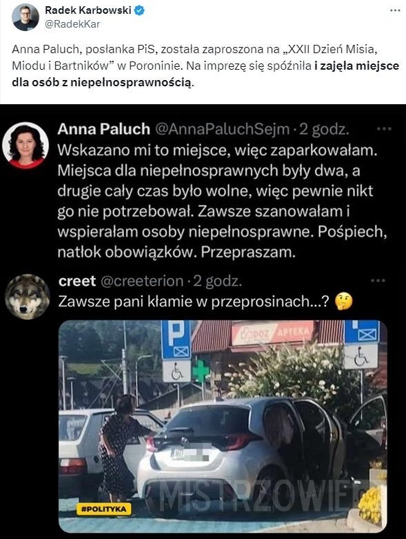 Posłanka Paluch parkuje na kopercie –  