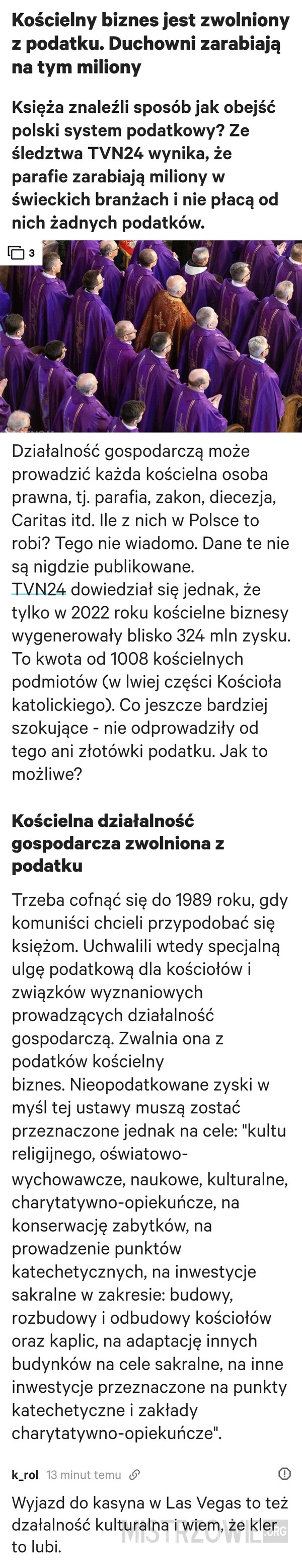 Kościelny biznes –  