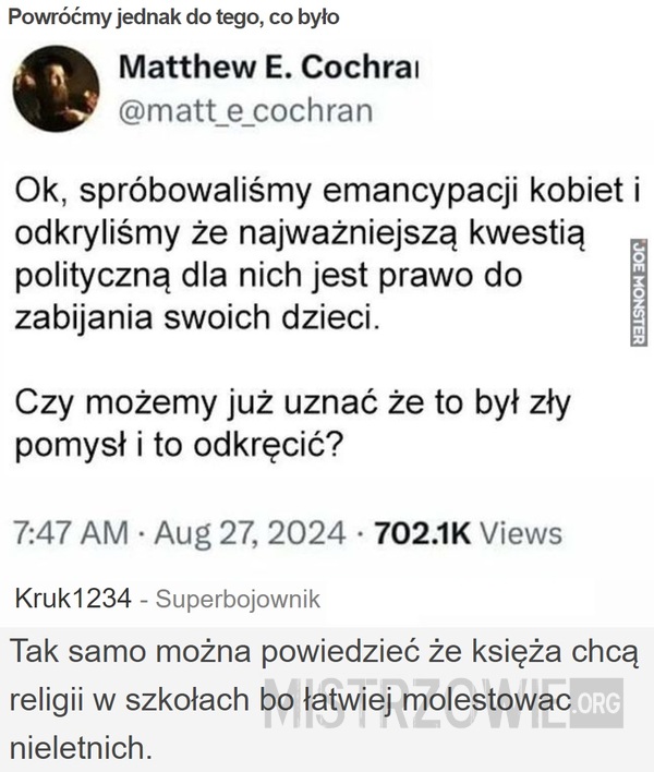 Powróćmy jednak do tego, co było –  