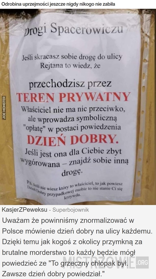 Odrobina uprzejmości jeszcze nigdy nikogo nie zabiła –  