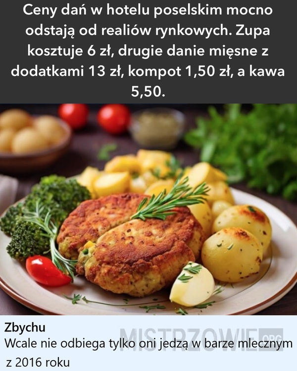 Ceny dań –  