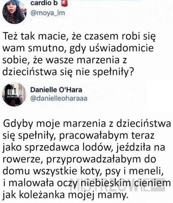 Moje marzenia z dzieciństwa –  