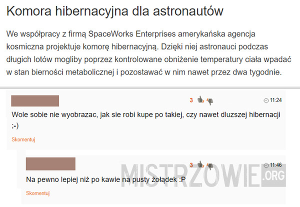 Komora hibernacyjna dla astronautów –  