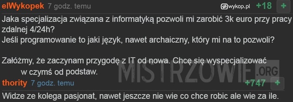 Specjalizacja związana z informatyką –  