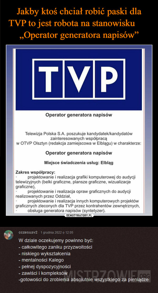 Praca w TVP –  