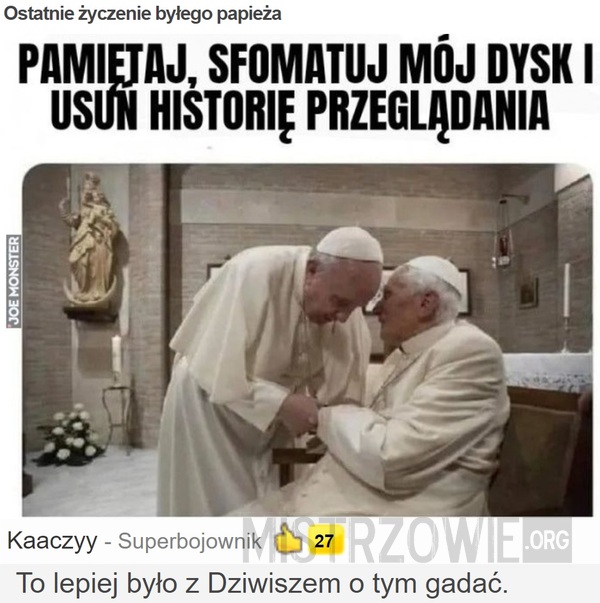 Ostatnie życzenie byłego papieża –  