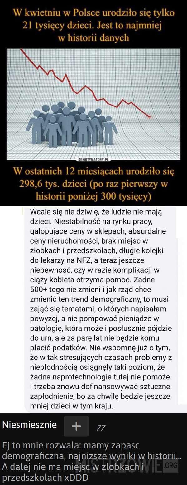 Najmniejsza liczba urodzeń w historii –  