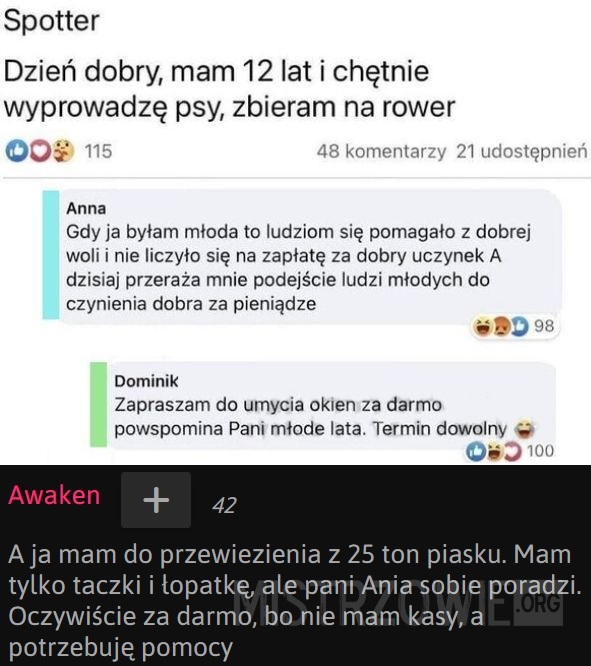 Kiedy dziecko próbuje zarobić sobie na rower –  