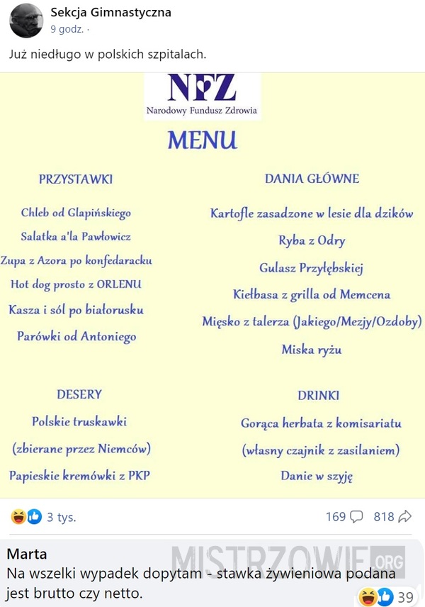 Menu –  