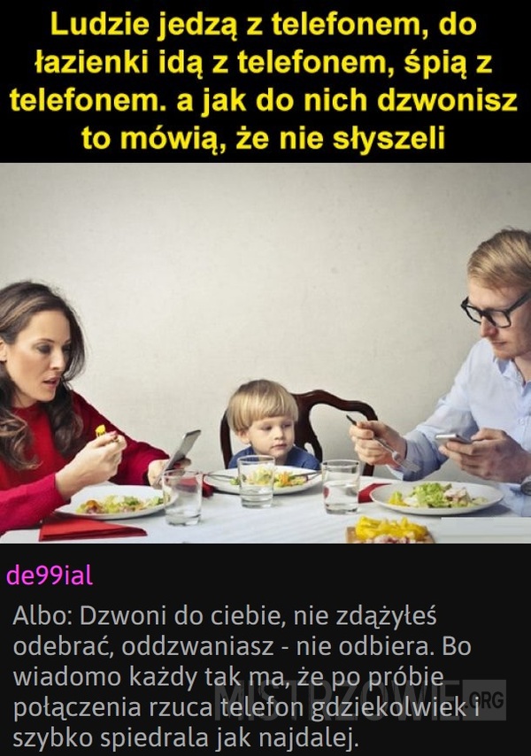 Ludzie jedzą z telefonem –  