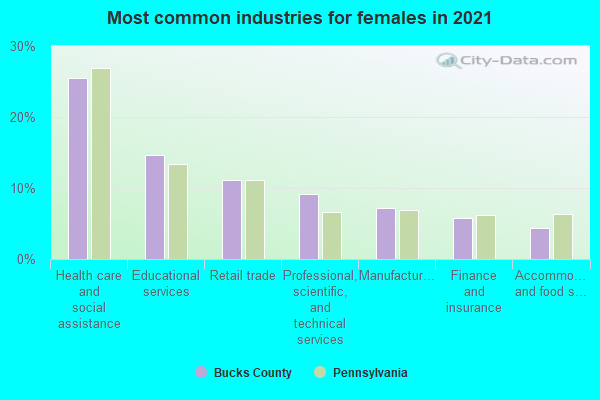 Most common industries for females in 2022