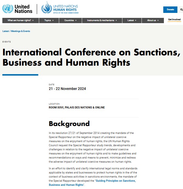 Vladislav Starzhenetskiy, Head of the International Justice Laboratory, took part at the International conference "Sanctions, Business and Human Rights" in Geneva under the auspices of the UN Special Rapporteur