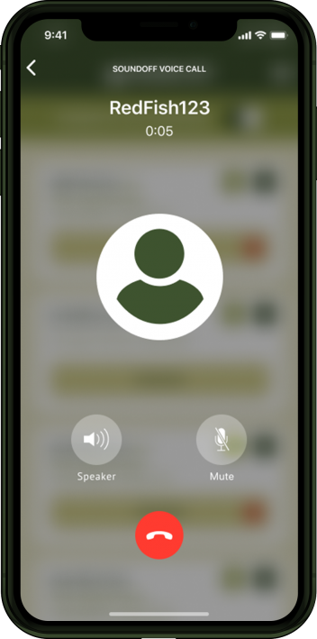 Mobile screenshot with voice call screen at Sound Off app