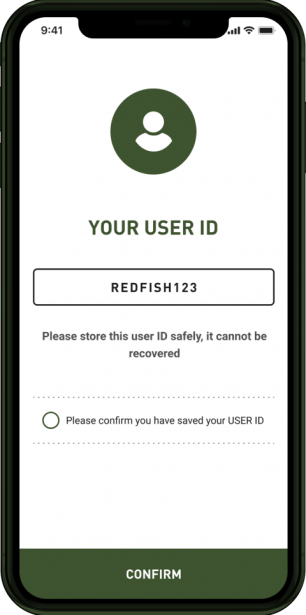 Screenshot showing the user ID screen at Sound Off app