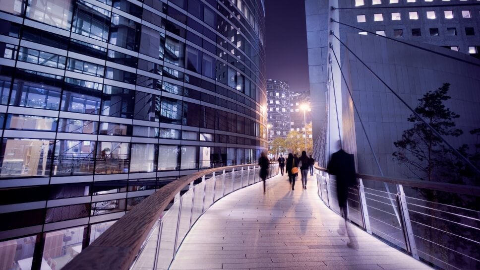 Pedestrian walkway in an urban environment